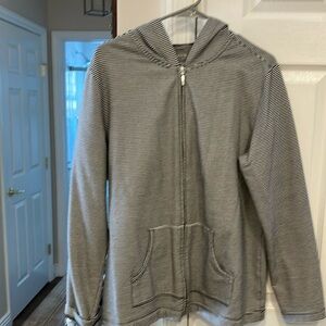 Striped black & white zip light hoodie